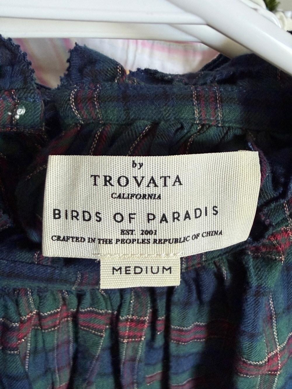 Anthropologie Trovata Birds of Paradise Carla Highneck Shirt in Tinsel Plaid M - Picture 14 of 14